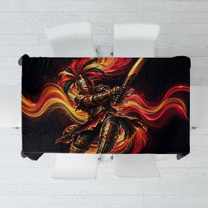 Trinbago Knight Riders Cricket Tablecloth Trinidad and Tobago Fiery Knight Warrior Bat Flame