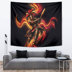 Trinbago Knight Riders Cricket Tapestry Trinidad and Tobago Fiery Knight Warrior Bat Flame