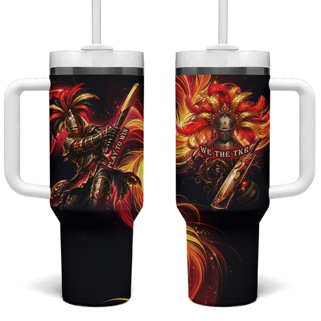 Trinbago Knight Riders Cricket Tumbler With Handle Trinidad and Tobago Fiery Knight Warrior Bat Flame