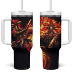 Trinbago Knight Riders Cricket Tumbler With Handle Trinidad and Tobago Fiery Knight Warrior Bat Flame