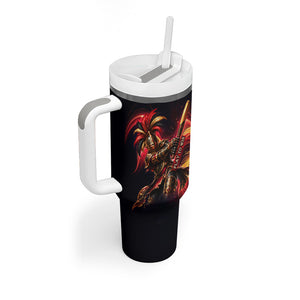 Trinbago Knight Riders Cricket Tumbler With Handle Trinidad and Tobago Fiery Knight Warrior Bat Flame
