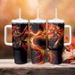 Trinbago Knight Riders Cricket Tumbler With Handle Trinidad and Tobago Fiery Knight Warrior Bat Flame