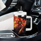 Trinbago Knight Riders Cricket Tumbler With Handle Trinidad and Tobago Fiery Knight Warrior Bat Flame