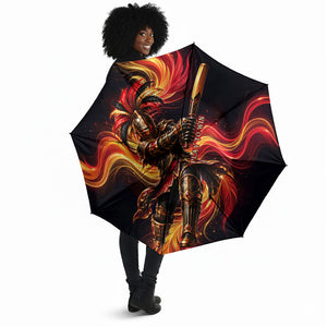 Trinbago Knight Riders Cricket Umbrella Trinidad and Tobago Fiery Knight Warrior Bat Flame