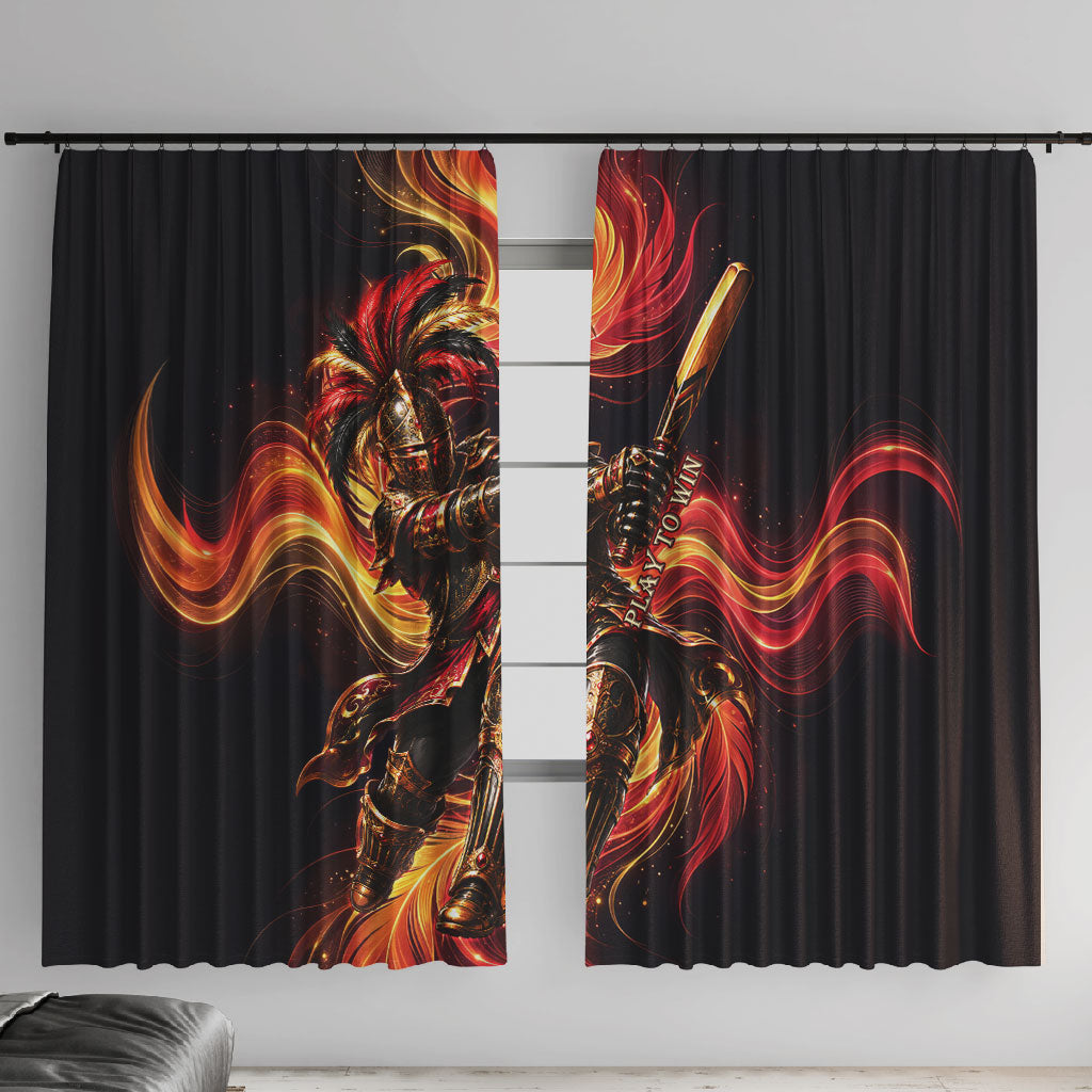 Trinbago Knight Riders Cricket Window Curtain Trinidad and Tobago Fiery Knight Warrior Bat Flame