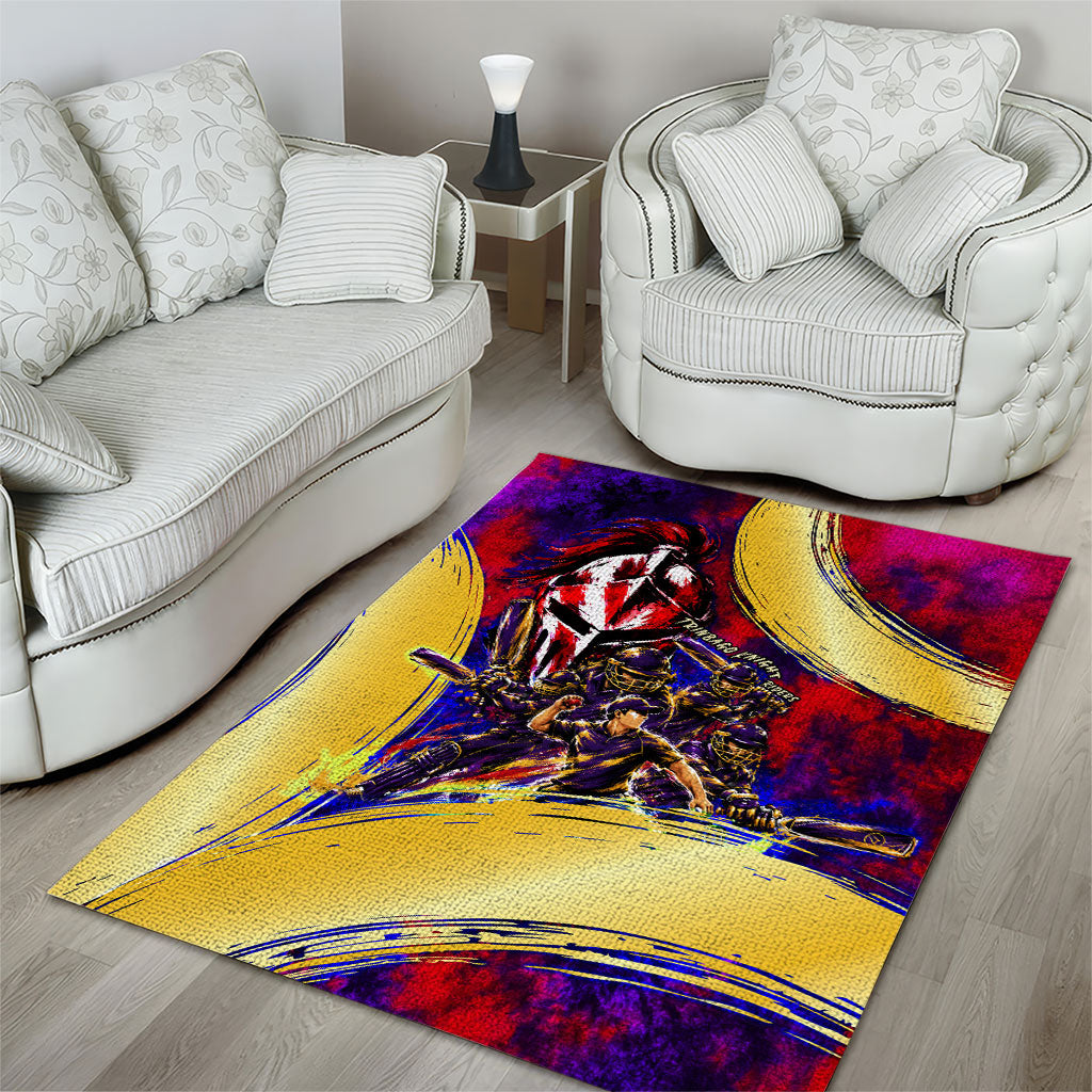 Trinbago Knight Riders Cricket Area Rug Trinidad and Tobago Unleash The Knight Brush Stroke
