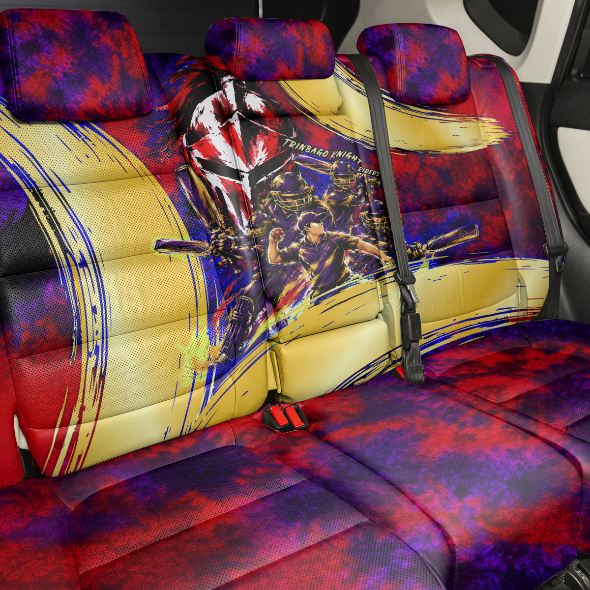 Trinbago Knight Riders Cricket Back Car Seat Cover Trinidad and Tobago Unleash The Knight Brush Stroke
