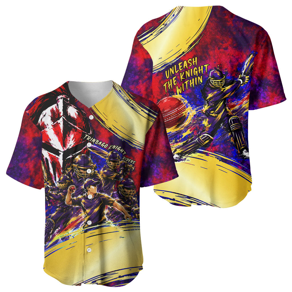 Trinbago Knight Riders Cricket Baseball Jersey Trinidad and Tobago Unleash The Knight Brush Stroke