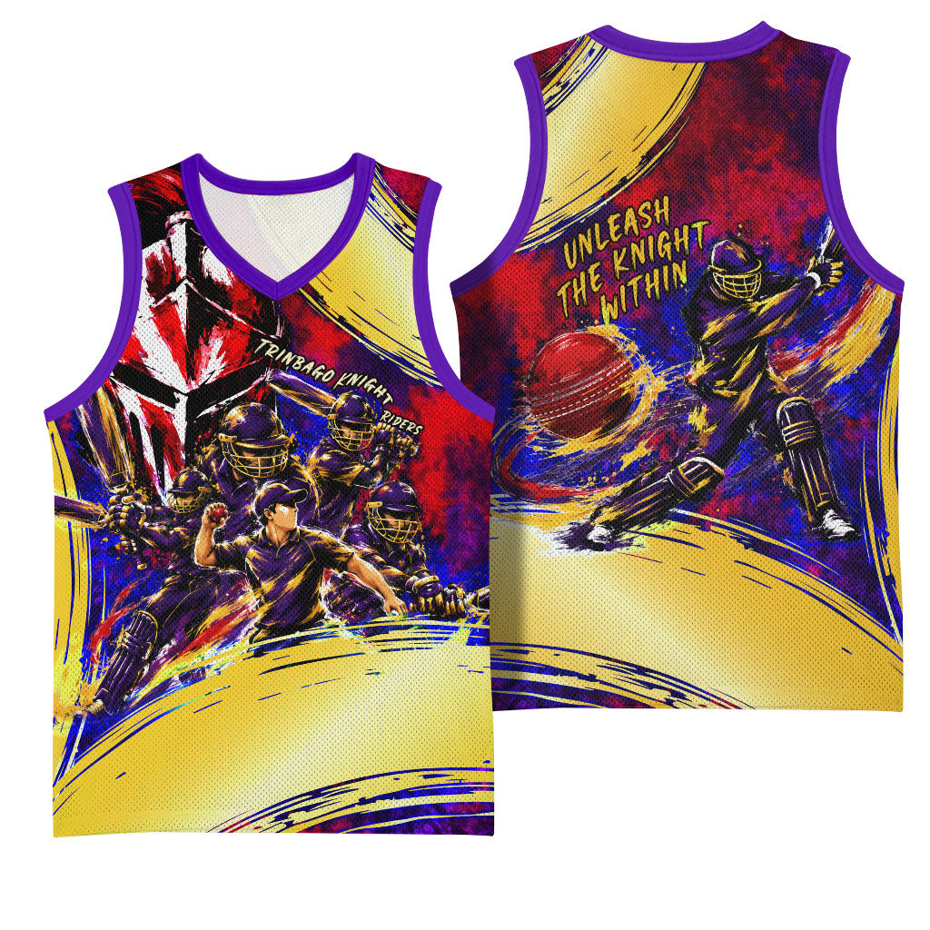 Trinbago Knight Riders Cricket Basketball Jersey Trinidad and Tobago Unleash The Knight Brush Stroke