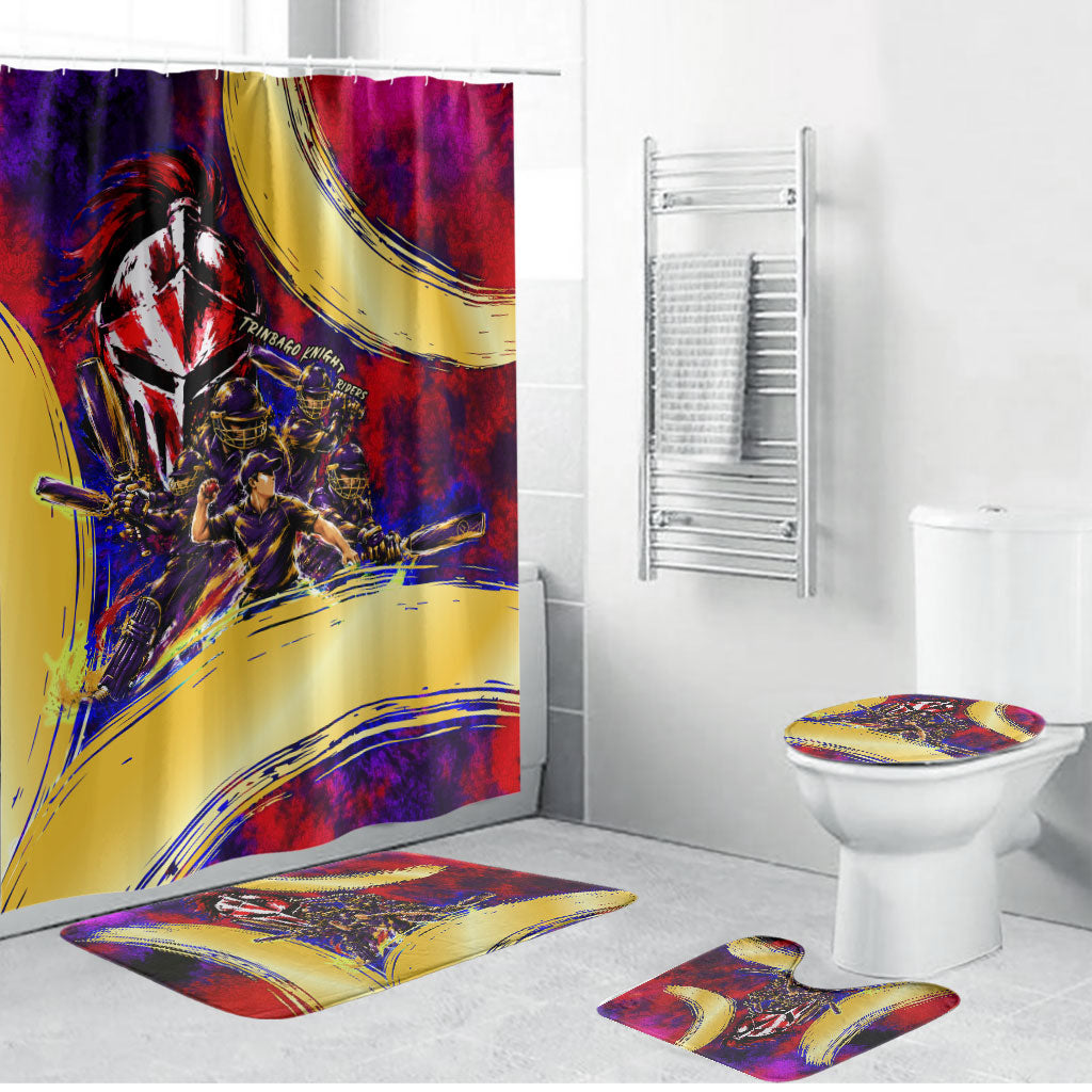 Trinbago Knight Riders Cricket Bathroom Set Trinidad and Tobago Unleash The Knight Brush Stroke