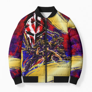 Trinbago Knight Riders Cricket Bomber Puffer Jacket Trinidad and Tobago Unleash The Knight Brush Stroke