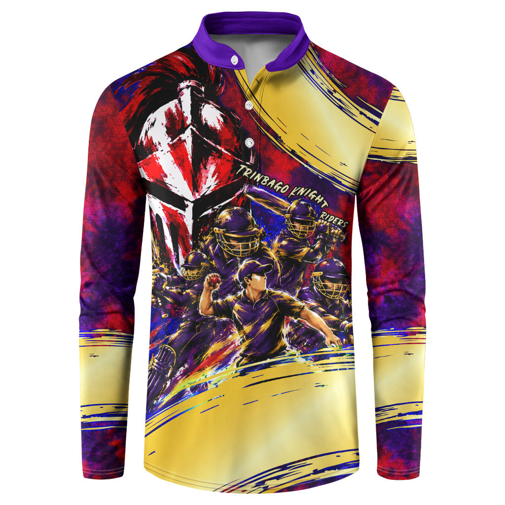 Trinbago Knight Riders Cricket Button Sweatshirt Trinidad and Tobago Unleash The Knight Brush Stroke