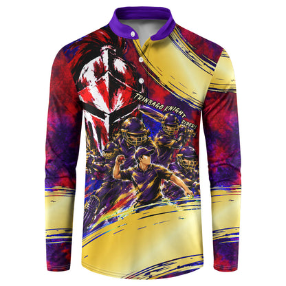 Trinbago Knight Riders Cricket Button Sweatshirt Trinidad and Tobago Unleash The Knight Brush Stroke