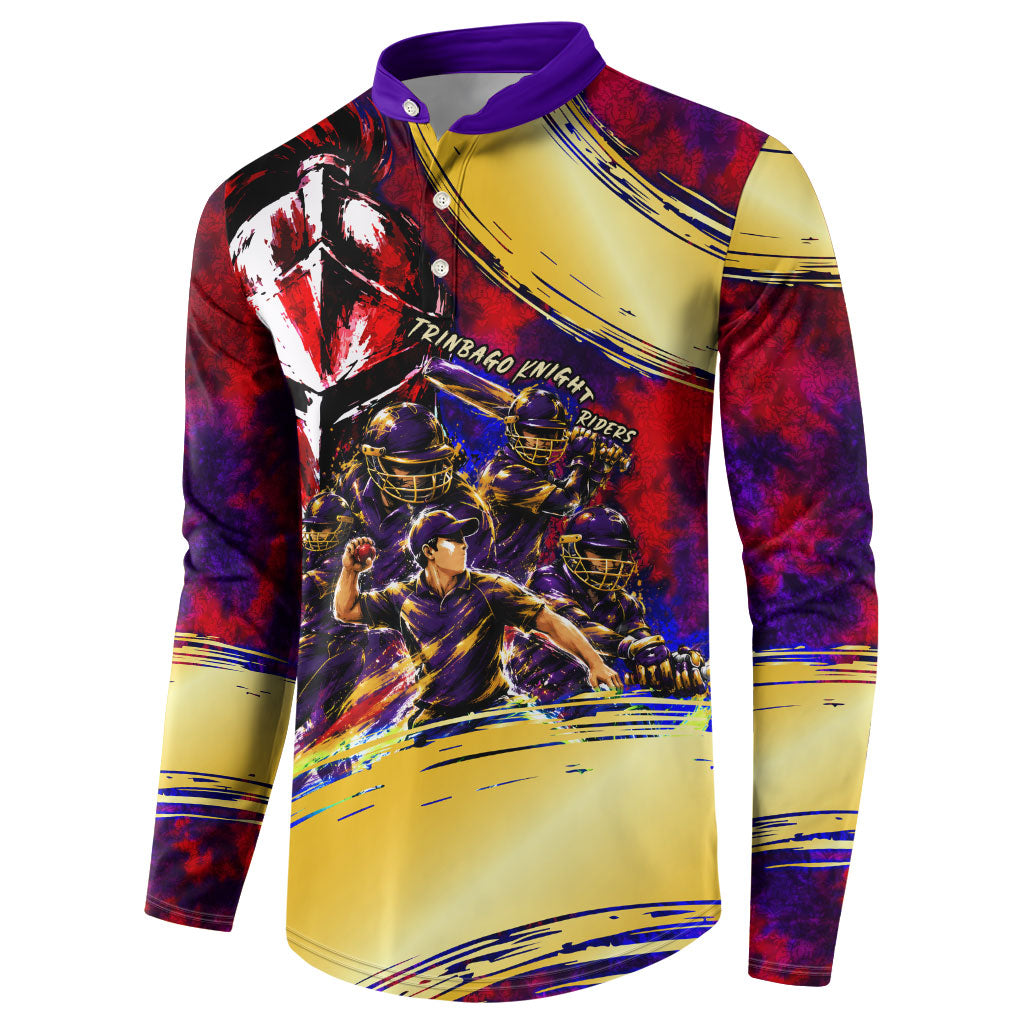 Trinbago Knight Riders Cricket Button Sweatshirt Trinidad and Tobago Unleash The Knight Brush Stroke