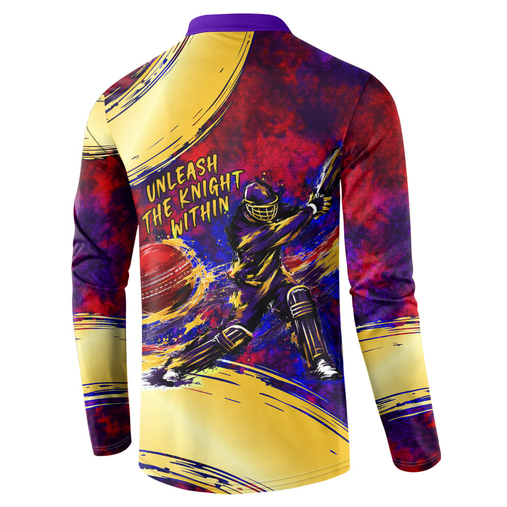 Trinbago Knight Riders Cricket Button Sweatshirt Trinidad and Tobago Unleash The Knight Brush Stroke