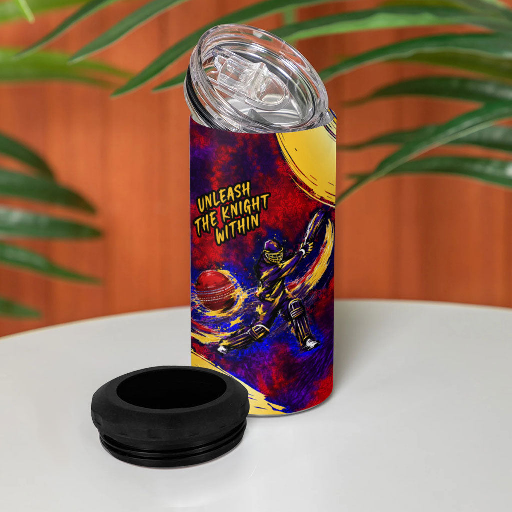 Trinbago Knight Riders Cricket 4 in 1 Can Cooler Tumbler Trinidad and Tobago Unleash The Knight Brush Stroke