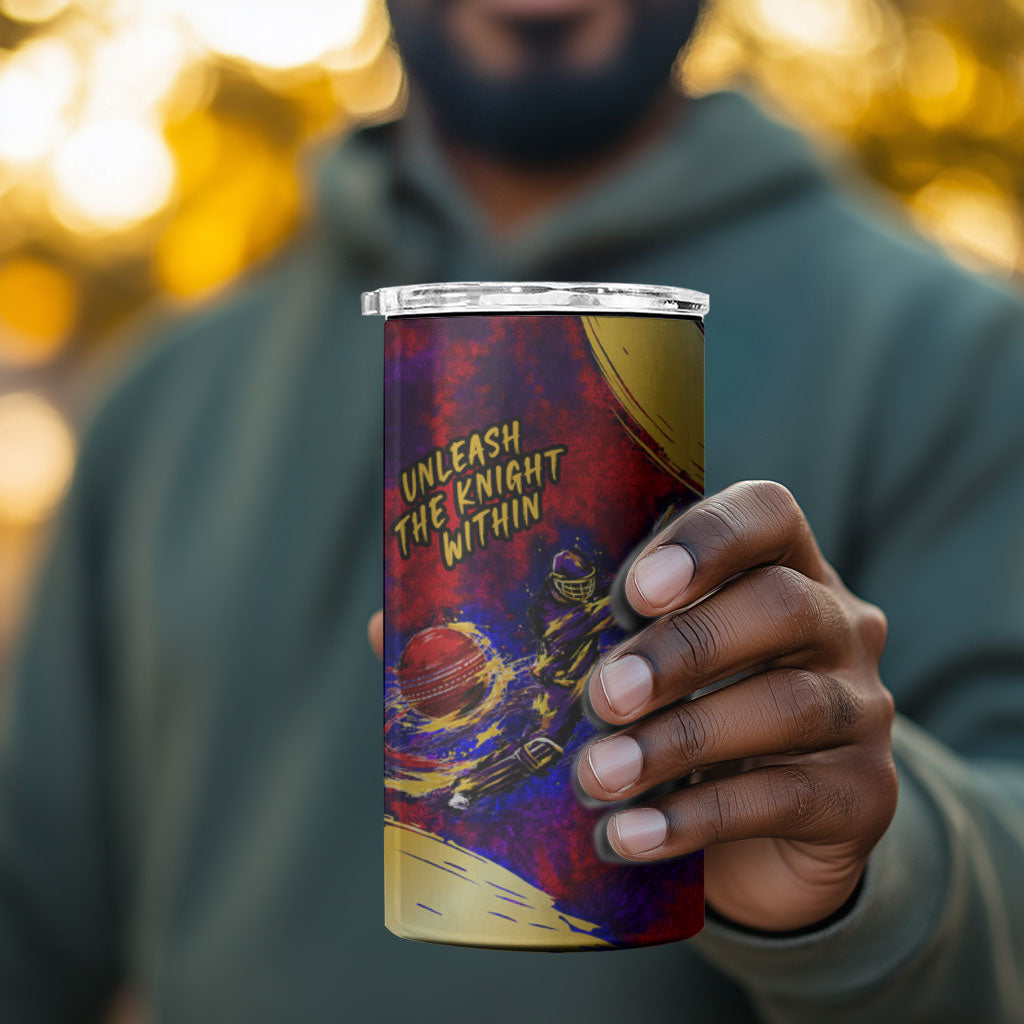 Trinbago Knight Riders Cricket 4 in 1 Can Cooler Tumbler Trinidad and Tobago Unleash The Knight Brush Stroke