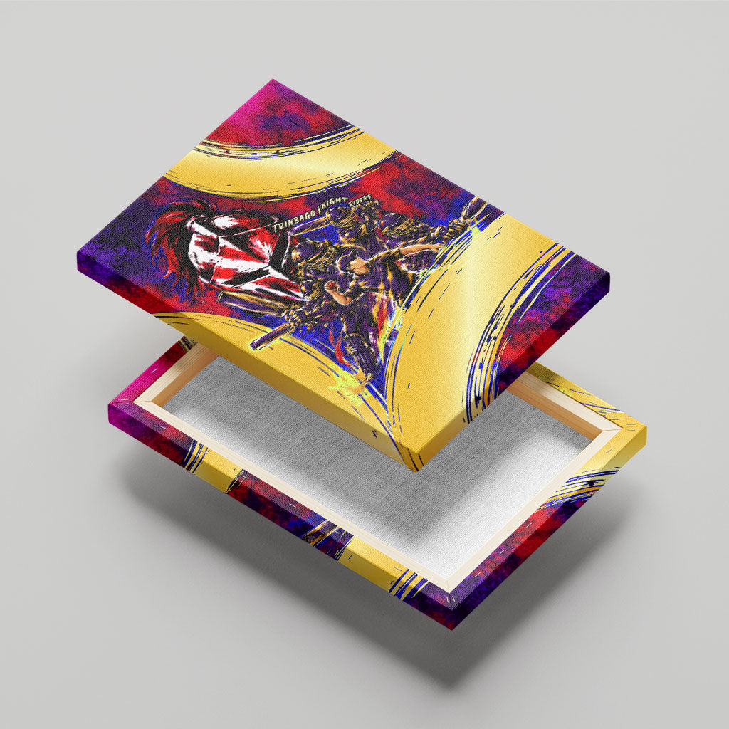 Trinbago Knight Riders Cricket Canvas Wall Art Trinidad and Tobago Unleash The Knight Brush Stroke