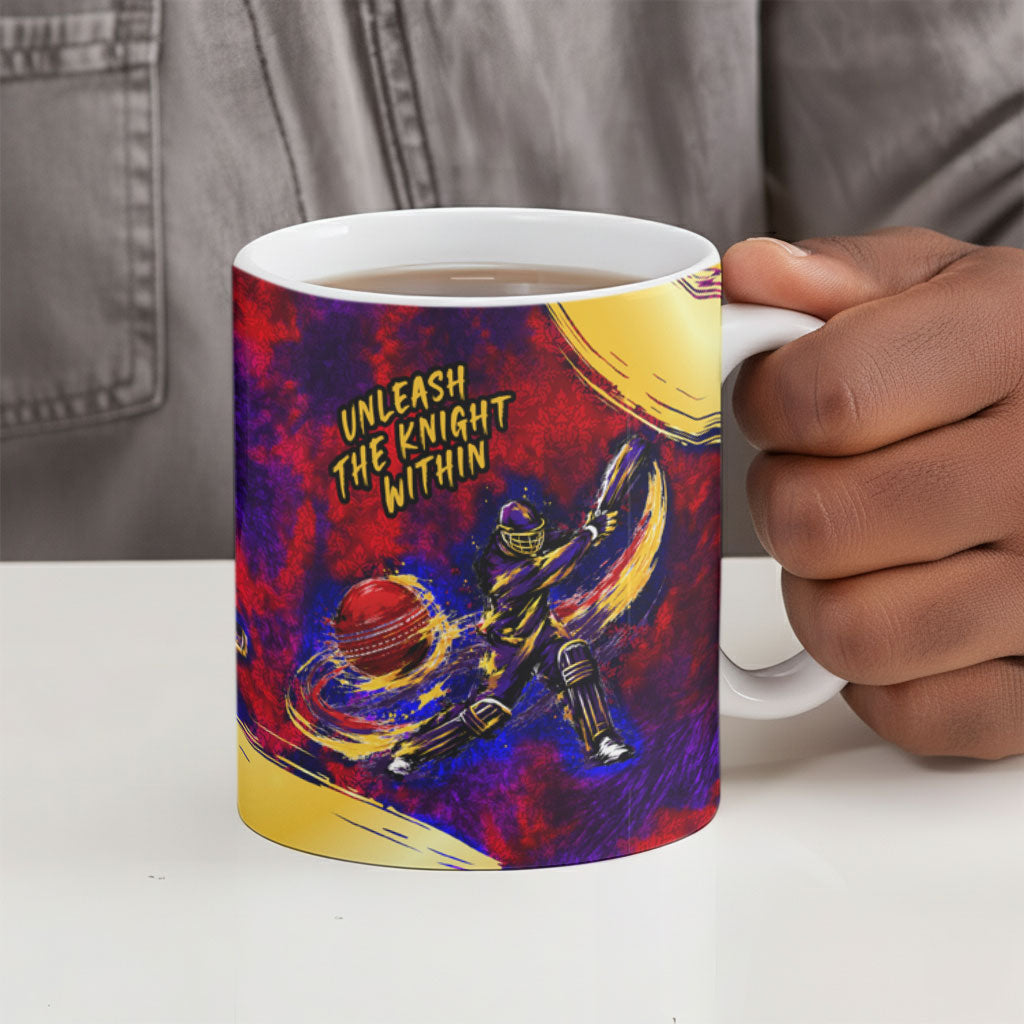 Trinbago Knight Riders Cricket Ceramic Mug Trinidad and Tobago Unleash The Knight Brush Stroke