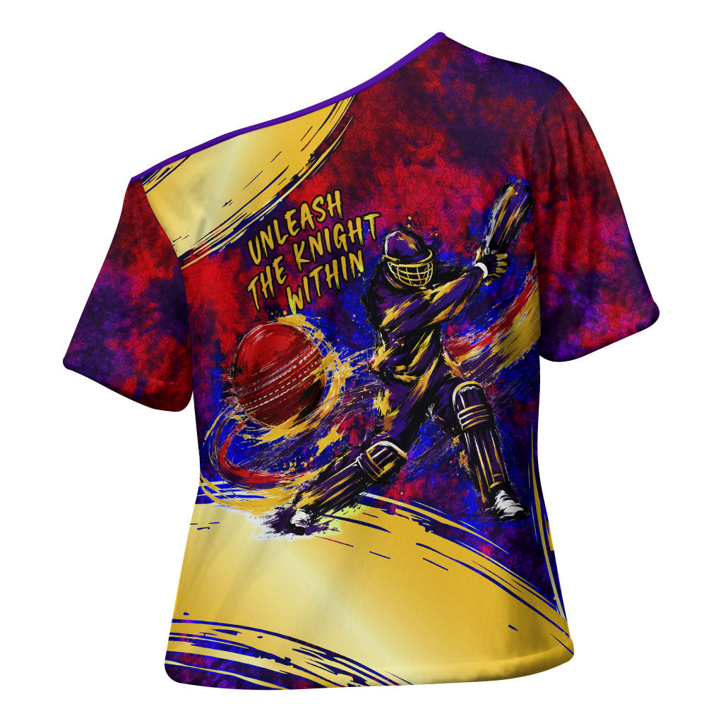 Trinbago Knight Riders Cricket Cross Shoulder Shirt Trinidad and Tobago Unleash The Knight Brush Stroke