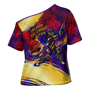 Trinbago Knight Riders Cricket Cross Shoulder Shirt Trinidad and Tobago Unleash The Knight Brush Stroke