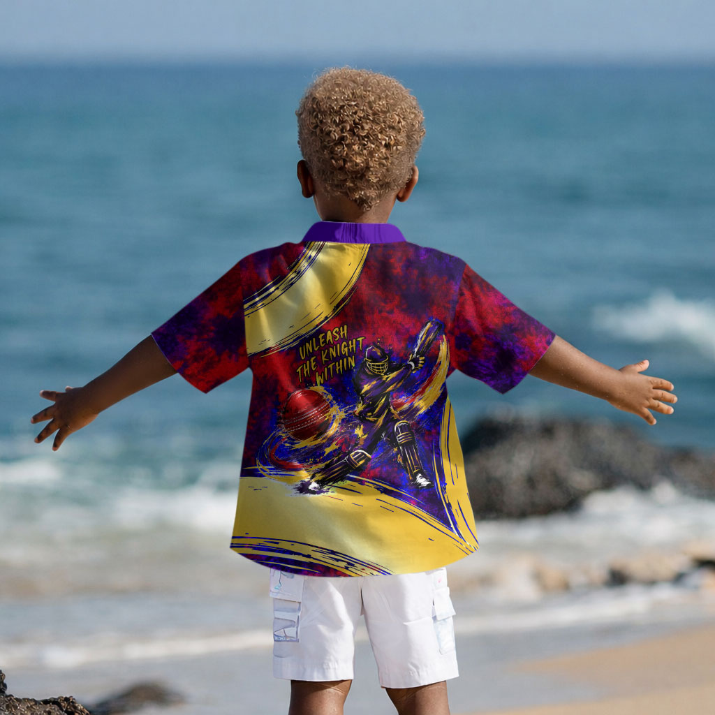 Trinbago Knight Riders Cricket Kid Hawaiian Shirt Trinidad and Tobago Unleash The Knight Brush Stroke
