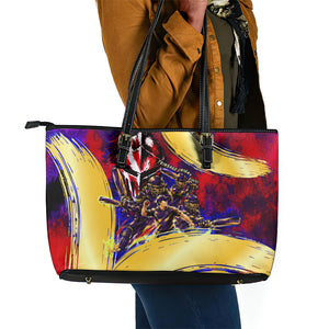 Trinbago Knight Riders Cricket Leather Tote Bag Trinidad and Tobago Unleash The Knight Brush Stroke