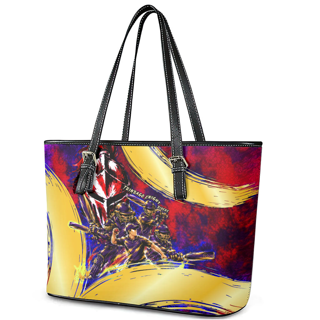 Trinbago Knight Riders Cricket Leather Tote Bag Trinidad and Tobago Unleash The Knight Brush Stroke