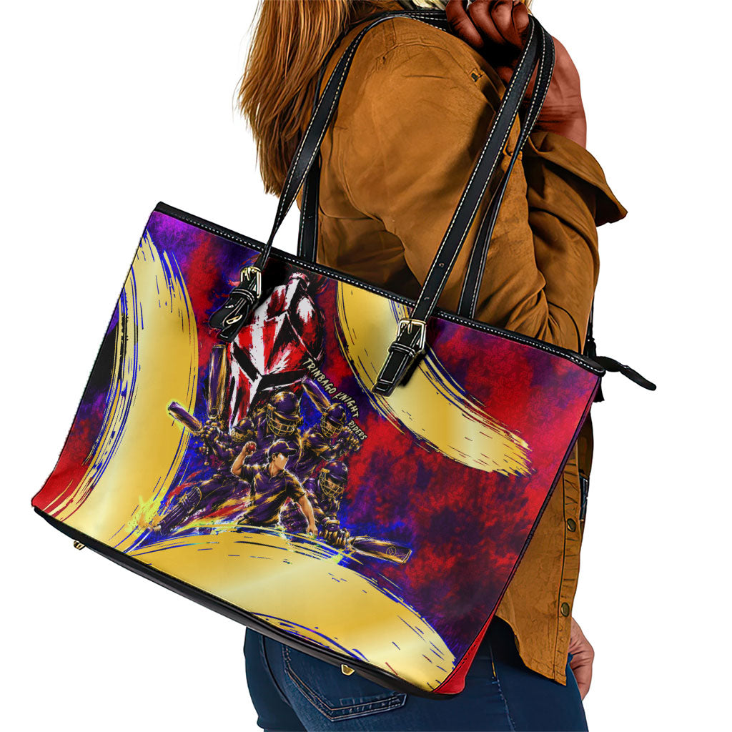Trinbago Knight Riders Cricket Leather Tote Bag Trinidad and Tobago Unleash The Knight Brush Stroke