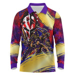 Trinbago Knight Riders Cricket Long Sleeve Polo Shirt Trinidad and Tobago Unleash The Knight Brush Stroke
