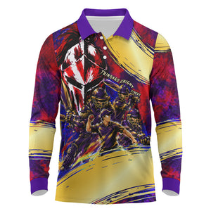 Trinbago Knight Riders Cricket Long Sleeve Polo Shirt Trinidad and Tobago Unleash The Knight Brush Stroke