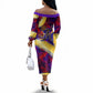Trinbago Knight Riders Cricket Off The Shoulder Long Sleeve Dress Trinidad and Tobago Unleash The Knight Brush Stroke