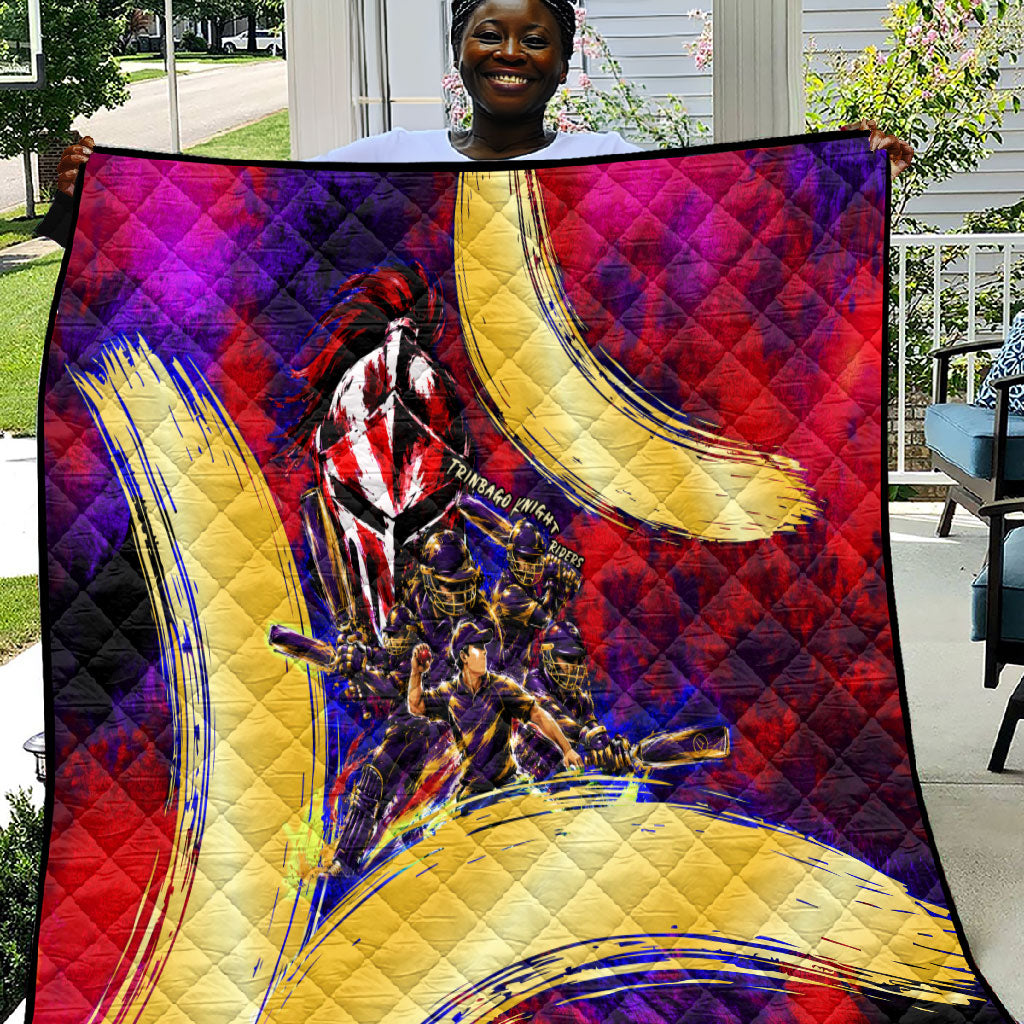 Trinbago Knight Riders Cricket Quilt Trinidad and Tobago Unleash The Knight Brush Stroke
