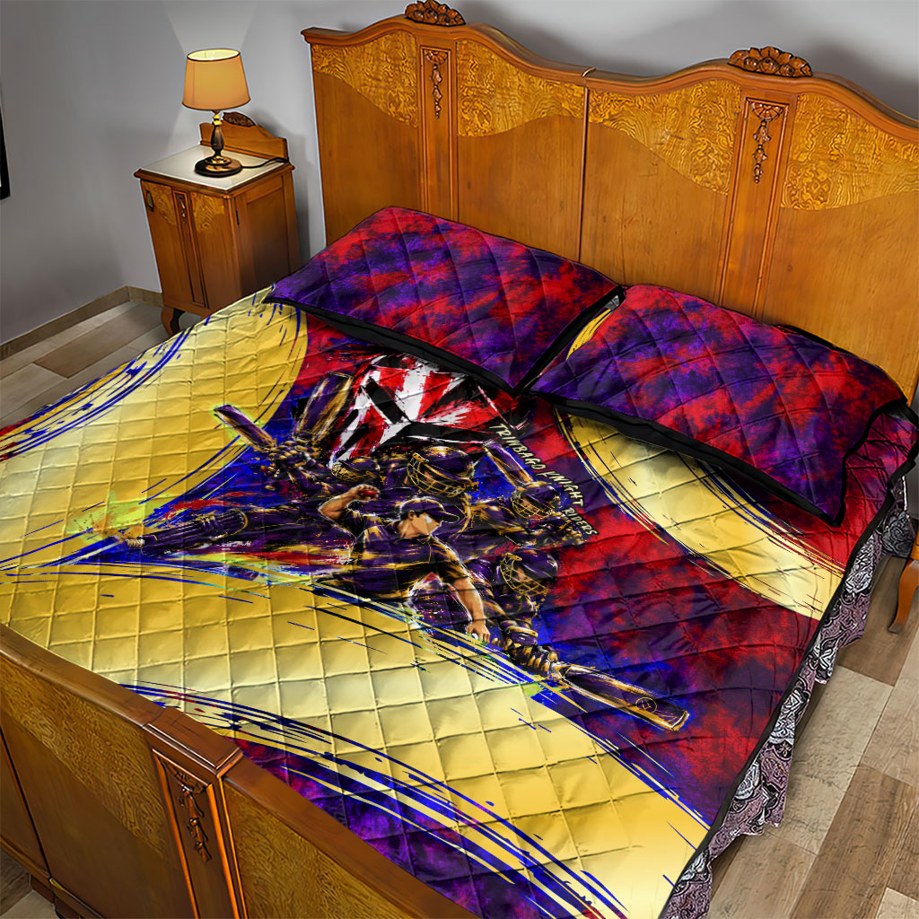 Trinbago Knight Riders Cricket Quilt Bed Set Trinidad and Tobago Unleash The Knight Brush Stroke
