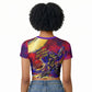 Trinbago Knight Riders Cricket Raglan Cropped T shirt Trinidad and Tobago Unleash The Knight Brush Stroke