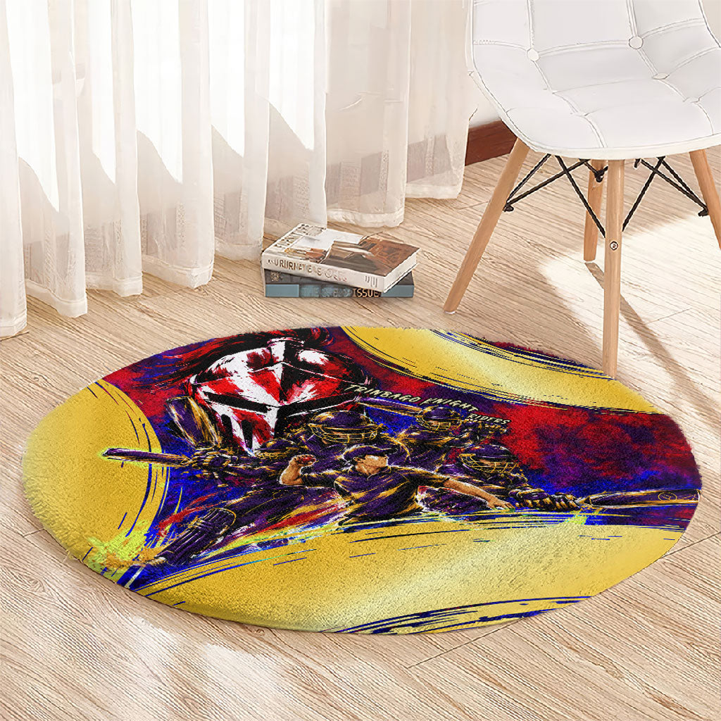 Trinbago Knight Riders Cricket Round Carpet Trinidad and Tobago Unleash The Knight Brush Stroke