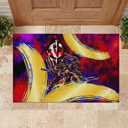Trinbago Knight Riders Cricket Rubber Doormat Trinidad and Tobago Unleash The Knight Brush Stroke
