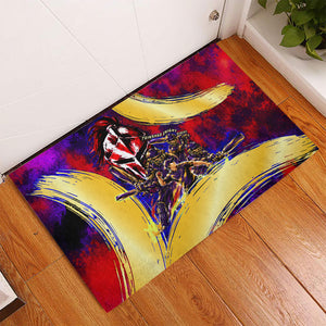 Trinbago Knight Riders Cricket Rubber Doormat Trinidad and Tobago Unleash The Knight Brush Stroke