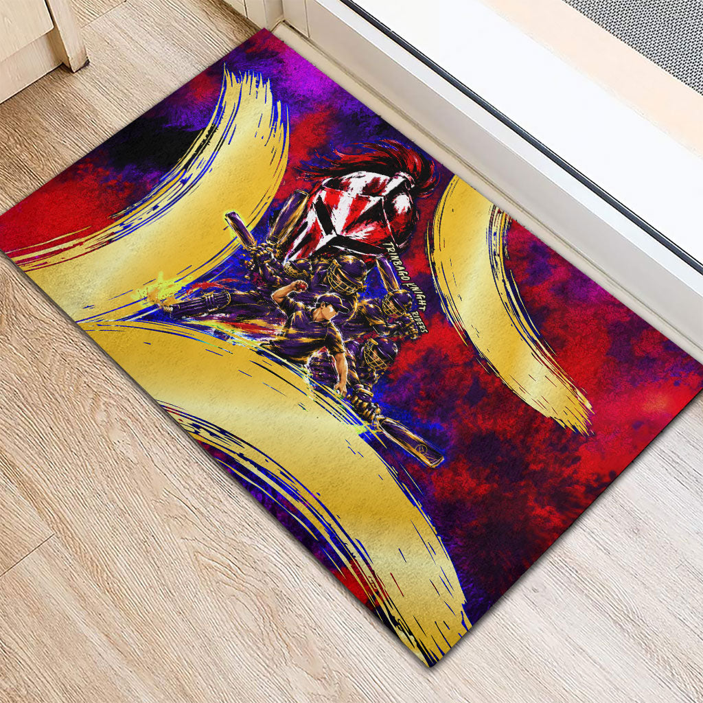 Trinbago Knight Riders Cricket Rubber Doormat Trinidad and Tobago Unleash The Knight Brush Stroke