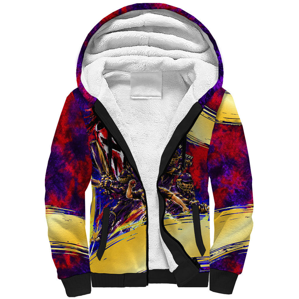 Trinbago Knight Riders Cricket Sherpa Hoodie Trinidad and Tobago Unleash The Knight Brush Stroke