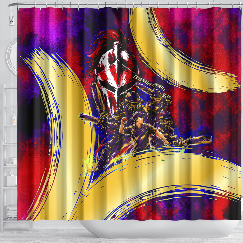 Trinbago Knight Riders Cricket Shower Curtain Trinidad and Tobago Unleash The Knight Brush Stroke