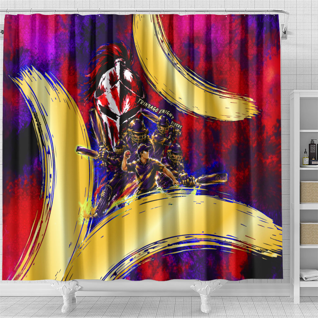 Trinbago Knight Riders Cricket Shower Curtain Trinidad and Tobago Unleash The Knight Brush Stroke