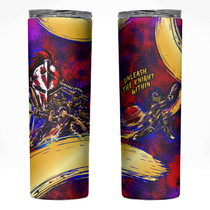 Trinbago Knight Riders Cricket Skinny Tumbler Trinidad and Tobago Unleash The Knight Brush Stroke
