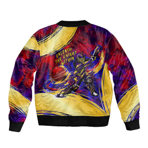Trinbago Knight Riders Cricket Sleeve Zip Bomber Jacket Trinidad and Tobago Unleash The Knight Brush Stroke