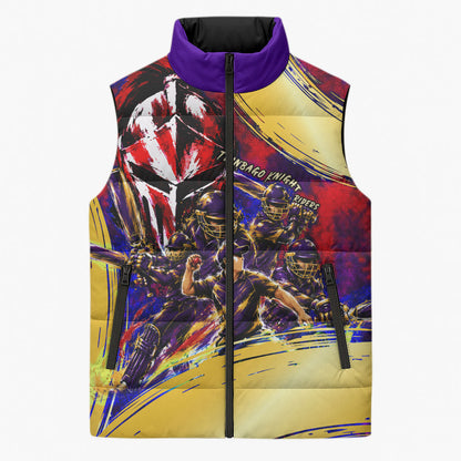 Trinbago Knight Riders Cricket Sleeveless Puffer Jacket Trinidad and Tobago Unleash The Knight Brush Stroke