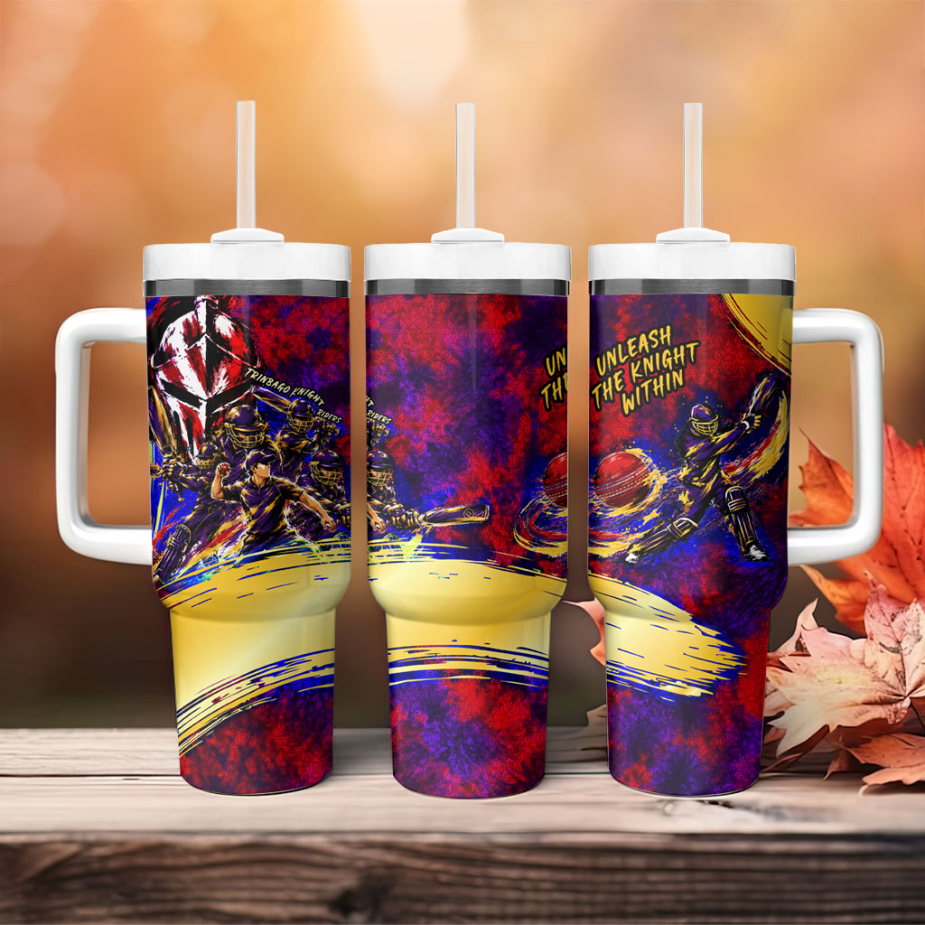 Trinbago Knight Riders Cricket Tumbler With Handle Trinidad and Tobago Unleash The Knight Brush Stroke