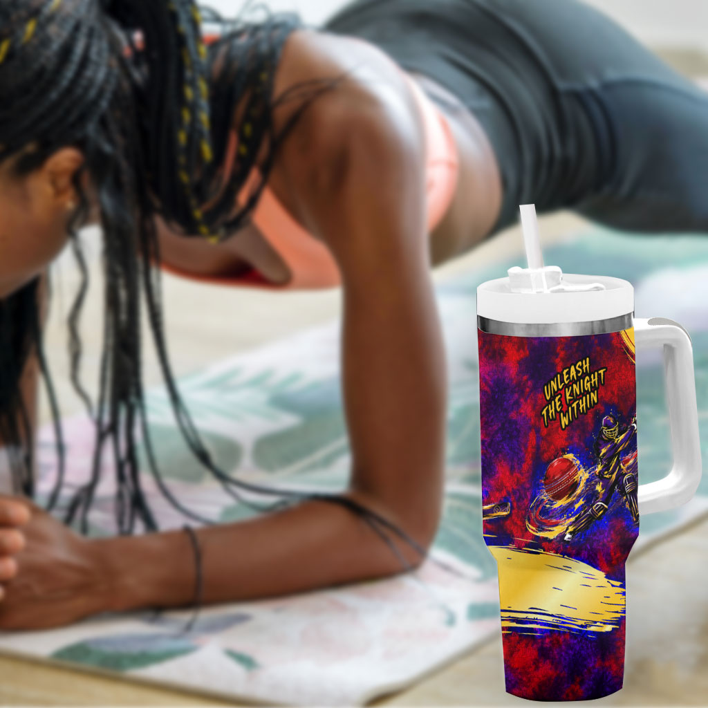 Trinbago Knight Riders Cricket Tumbler With Handle Trinidad and Tobago Unleash The Knight Brush Stroke