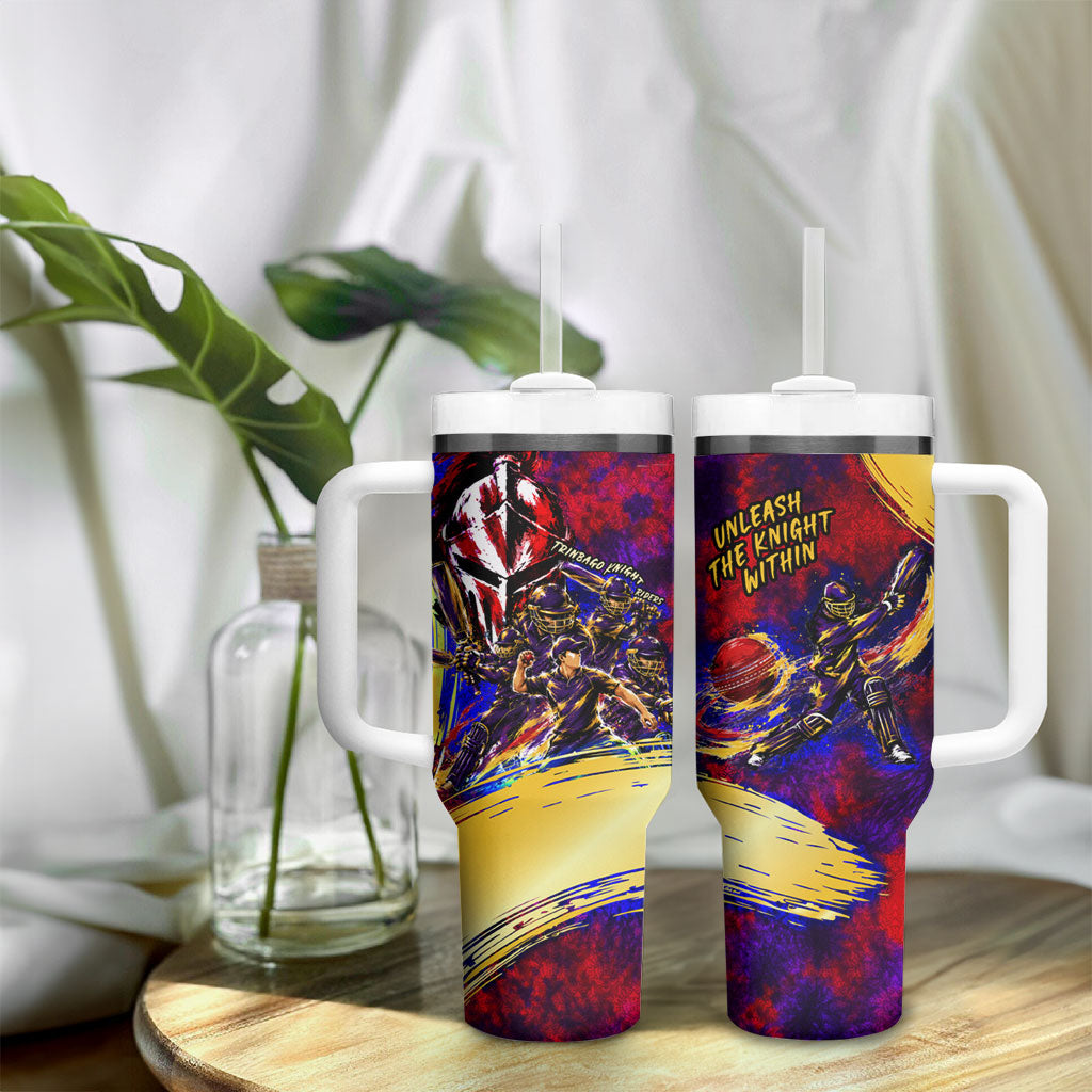 Trinbago Knight Riders Cricket Tumbler With Handle Trinidad and Tobago Unleash The Knight Brush Stroke