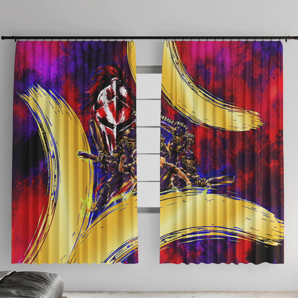 Trinbago Knight Riders Cricket Window Curtain Trinidad and Tobago Unleash The Knight Brush Stroke