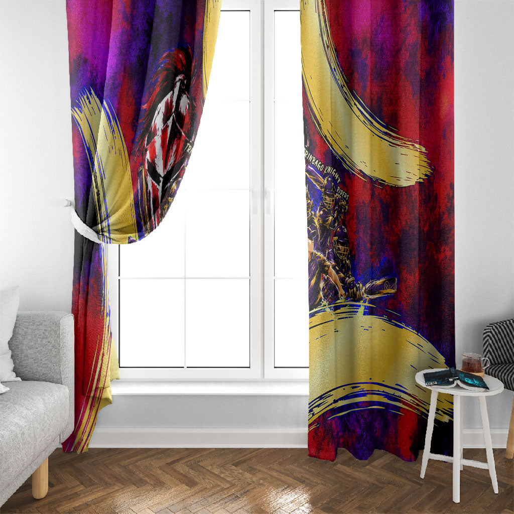Trinbago Knight Riders Cricket Window Curtain Trinidad and Tobago Unleash The Knight Brush Stroke
